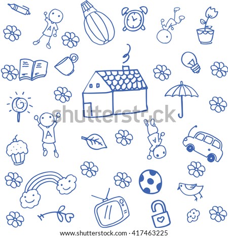 Funny doodle art for kids with white backgrounds