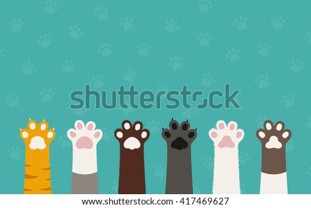 cat paws wallpaper, legs, dog paw, cat background, kitten flat design, prints, cartoon, cute cat foot wallpaper vector illustration