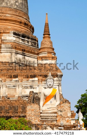 Buddha statue in temple in Ayutthaya of Thailand. ( Wat yai chai mongkhon )