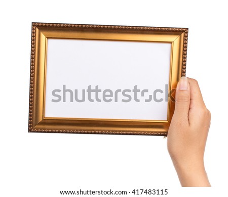 Frame in hand isolated on white background