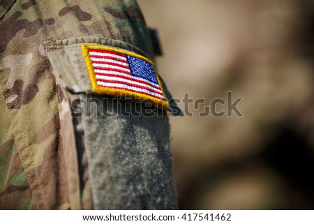 USA flag and US Army  Royalty-Free Stock Photo #417541462