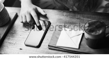 Coffee Shop Diary Relax Using Smart Phone Concept