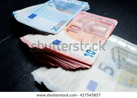 European currency money euro banknotes, credits, leasing.  