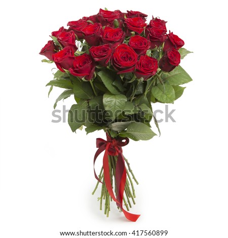 Bouquet of red roses on white background Royalty-Free Stock Photo #417560899