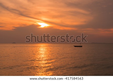 Boat on sea during sunset at Pattaya, Thailand