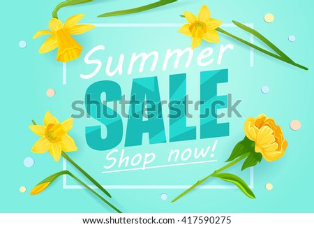 Summer Sale template poster, vector illustration.  Sale and discounts. Sale summer time 