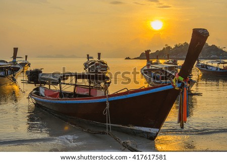 Silhouette sea sunlight fishboat 
