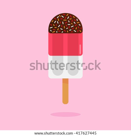 Ice cream vector icon with chocolate and sweets on top