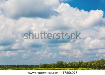 wonderful landscape with cumulus clouds