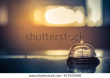 Restaurant bell vintage with bokeh Royalty-Free Stock Photo #417659680