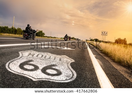 Route 66 road sign in Arizona  Royalty-Free Stock Photo #417662806