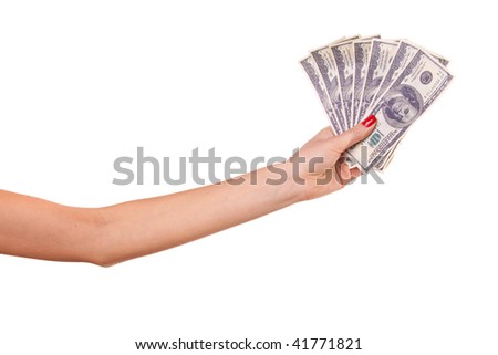 Woman hand and dollars