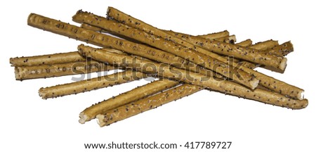 Bread sticks with poppy seeds isolated