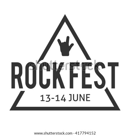 Rock fest triangle badge/Label. For signage, prints and stamps. heavy music punk hardcore festival hipster logo with hand