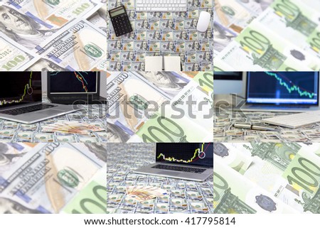Conceptual Photo Collage about Assets and Currency trading and Investments