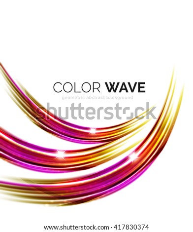 Blurred vector wave design elements with shiny light effects
