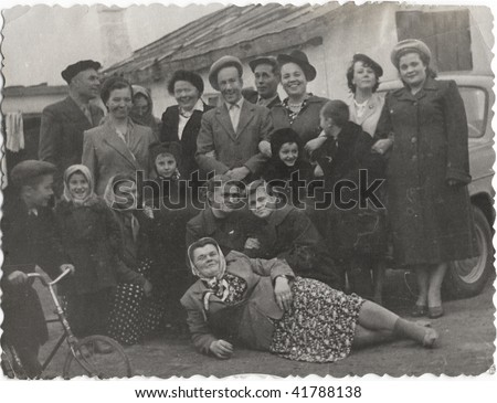 Family portrait, people of all ages. USSR, mid 20 century