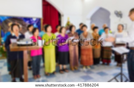Blur image of inside the church ,use for background.
