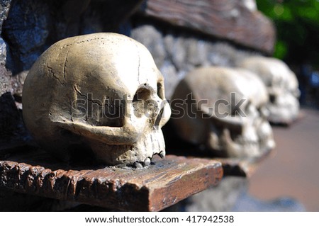 Skeletons skull on display for Halloween decor