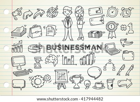 set of business doodle