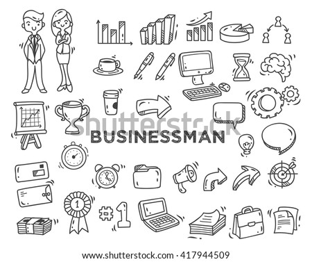 set of business doodle