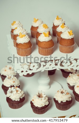 cupcakes on a stand.
