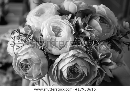 Artificial roses beautiful flowers,Vintage,Black and white