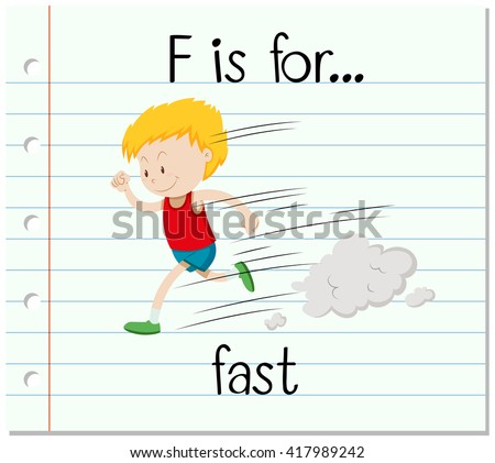 Flashcard letter F is for fast illustration