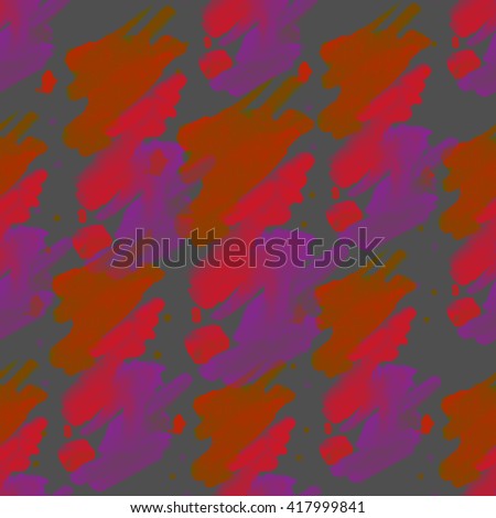 Watercolor seamless pattern spot with hand-painted in orange, red, purple colors on a dark gray background
