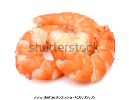 Steamed black tiger shrimps isolated on white background