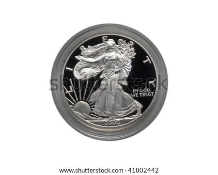 Silver Eagle proof coin, isolated