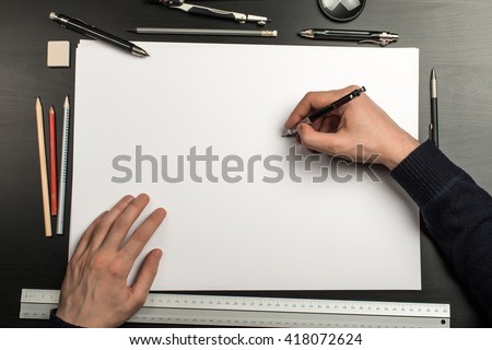 Blank template for sketch, hand drawn projects, mockups Royalty-Free Stock Photo #418072624