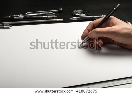 Blank template for sketch, hand drawn projects, mockups Royalty-Free Stock Photo #418072675