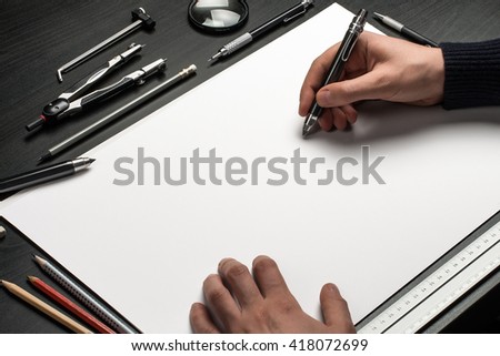 Blank template for sketch, hand drawn projects, mockups Royalty-Free Stock Photo #418072699