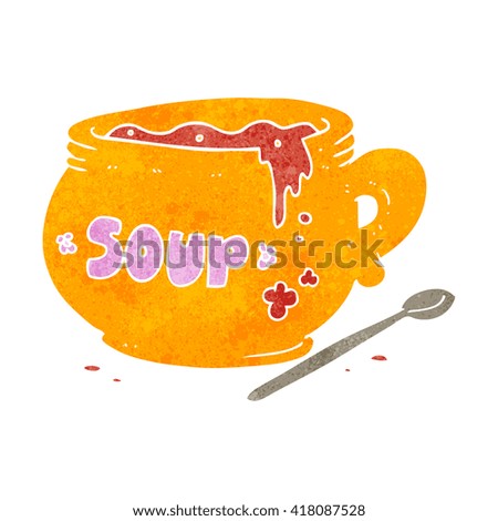 freehand retro cartoon bowl of soup