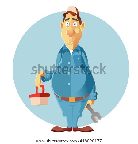 Engineer man in blue working clothes