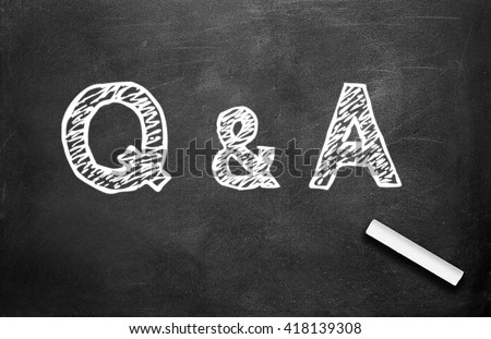 Chalk and Q&A write on chalkboard background Royalty-Free Stock Photo #418139308