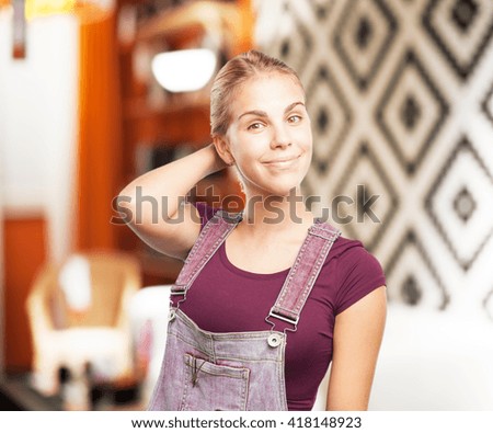 young blond girl. happy expression