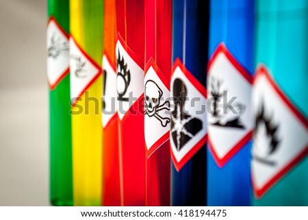 Chemical hazard pictograms Toxic focus Royalty-Free Stock Photo #418194475