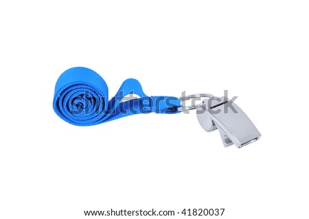 Metal whistle with blue lanyard Royalty-Free Stock Photo #41820037