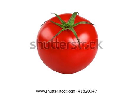 Fresh, juicy tomato with clear skin on white background Royalty-Free Stock Photo #41820049