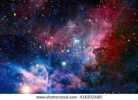 Image of the Carina Nebula in infrared light. Elements of this image furnished by NASA. Royalty-Free Stock Photo #418202680