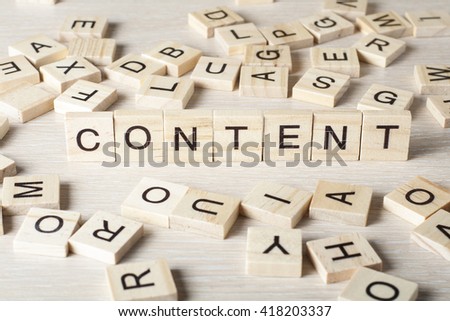 Wooden Blocks with the text: Content. Wood ABC