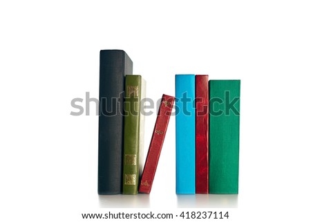 Big Stack of Old antique books isolated on white background