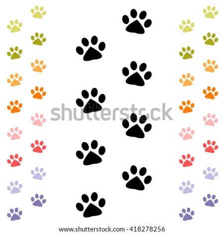 black and colorful animal footprints