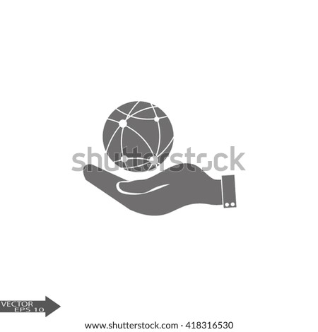 hand holding a globe. Icon globe planet
