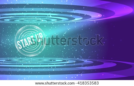 Vector abstract background with circular objects and start up icon