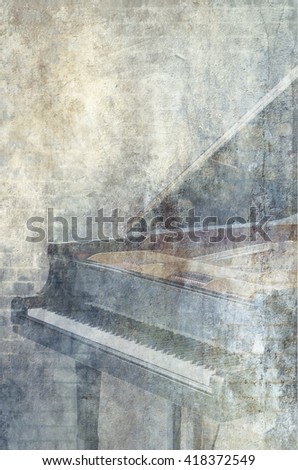 abstract grunge background with big piano