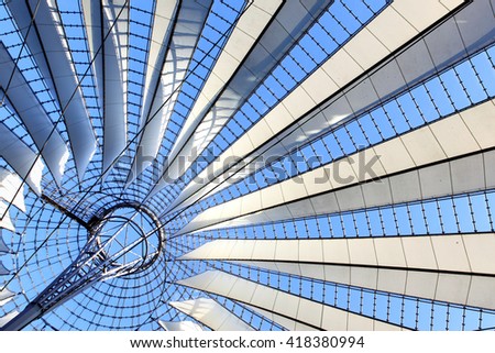 Roof construction  - abstract architectural background Royalty-Free Stock Photo #418380994