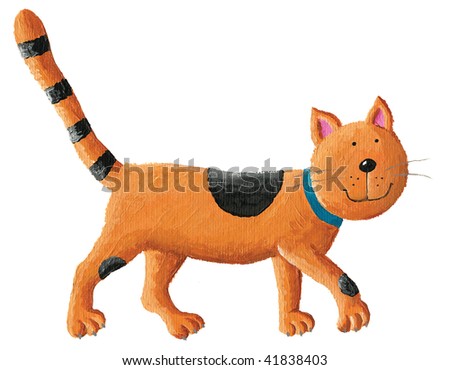 Acrylic illustration of cute cat